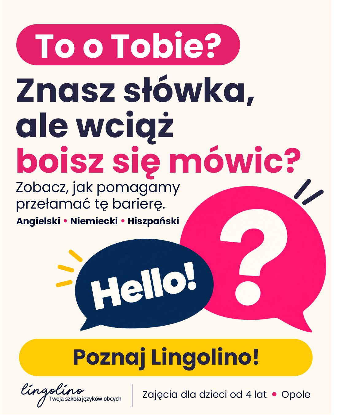 Post reklamowy szkoły językowej Lingolino