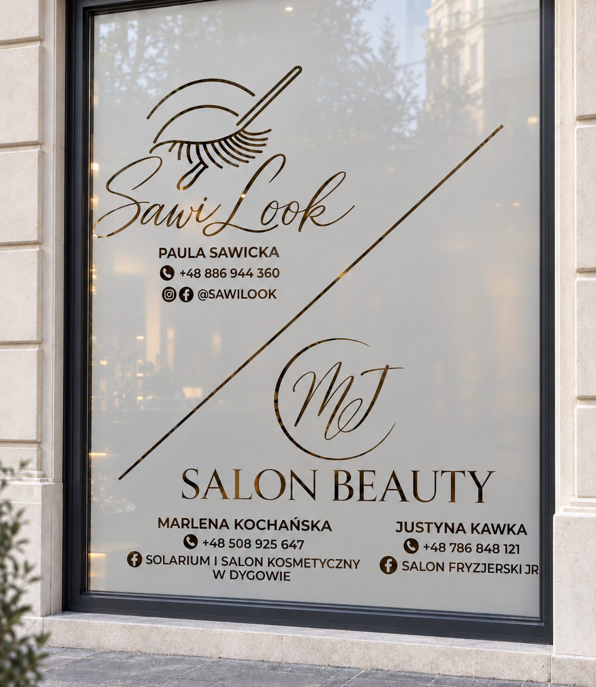 Oklejenie witryny salonu beauty